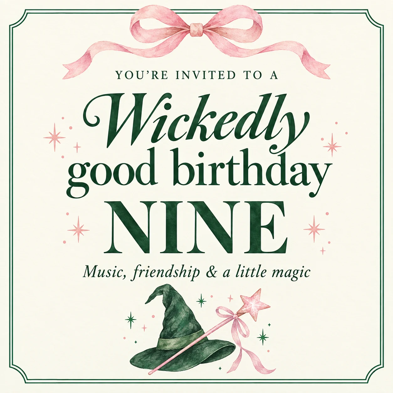 Your cream, emerald and pink invitation